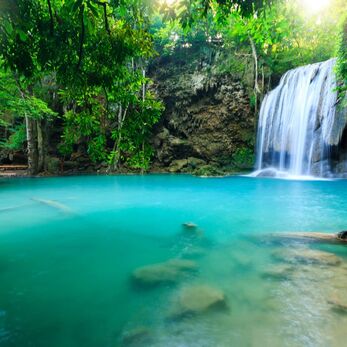 Waterfall in Costa Rica rainforest